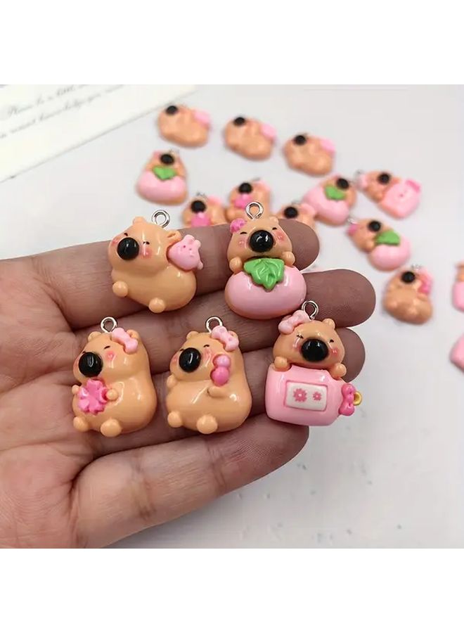 20pcs Cute Capybara Charms Style 3 Resin Pendants For DIY Jewelry Earrings Keychains - Image 2